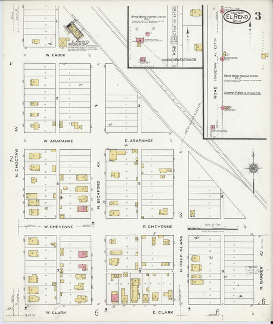 Sanborn Fire Insurance Map from El Reno, Canadian County, Oklahoma (1920), Sheet #0003 - Historic Sanborn Fire Insurance Map Print, vintage old map wall art, antique decor, genealogy gift, Oklahoma Oklahoma map