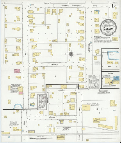 Sanborn Fire Insurance Map from Ossian, Wells County, Indiana (1919), Sheet #0001 - Historic Sanborn Fire Insurance Map Print, vintage old map wall art, antique decor, genealogy gift, Indiana Indiana map