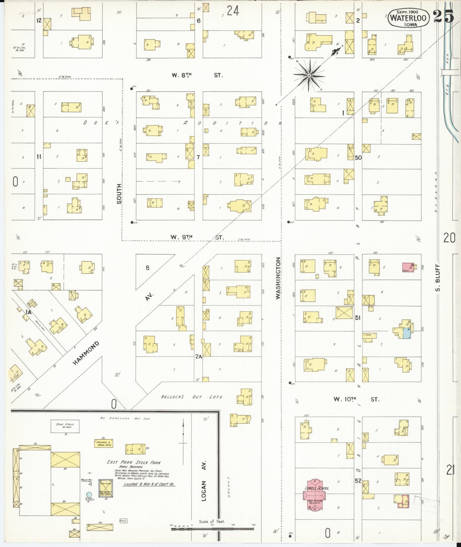 Sanborn Fire Insurance Map from Waterloo, Black Hawk County, Iowa (1900), Sheet #0025 - Historic Sanborn Fire Insurance Map Print