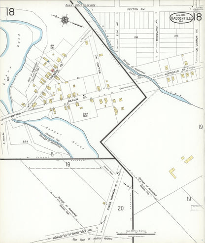 Sanborn Fire Insurance Map from Haddonfield, Camden County, New Jersey (1923), Sheet #0018 - Historic Sanborn Fire Insurance Map Print, vintage old map wall art, antique decor, genealogy gift, New Jersey New Jersey map