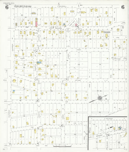 Sanborn Fire Insurance Map from Coalgate, Coal County, Oklahoma (1937), Sheet #0006 - Complete Map Set gallery image, historic Sanborn map, vintage wall art, Oklahoma Oklahoma