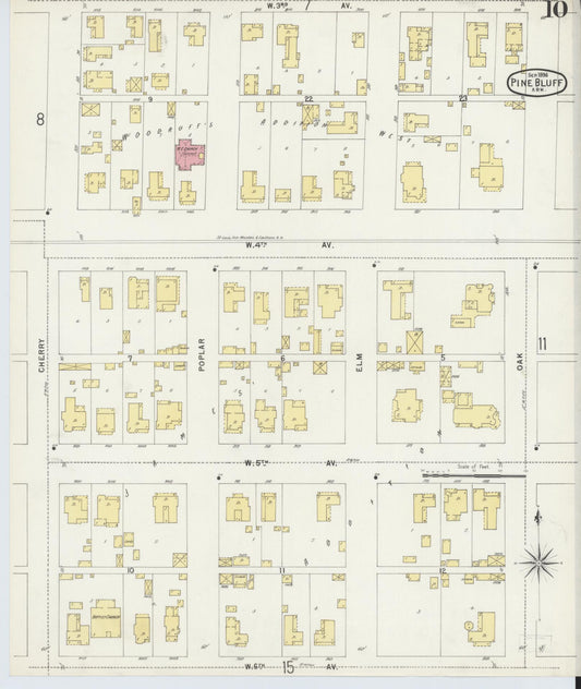 Sanborn Fire Insurance Map from Pine Bluff, Jefferson County, Arkansas (1896), Sheet #0010 - Historic Sanborn Fire Insurance Map Print, vintage old map wall art, antique decor, genealogy gift, Arkansas Arkansas map