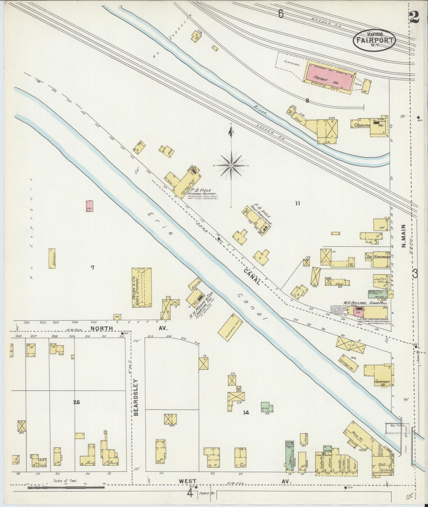 Sanborn Fire Insurance Map from Fairport, Monroe County, New York (1898), Sheet #0002 - Complete Map Set gallery image, historic Sanborn map, vintage wall art, New York New York
