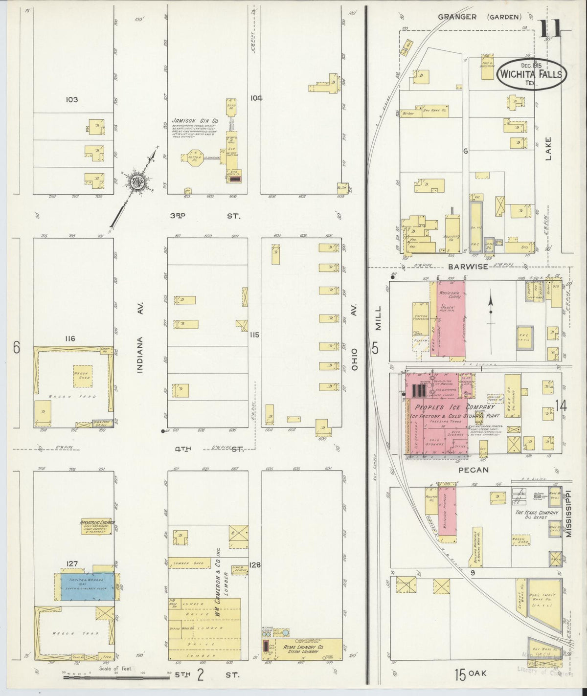 Sanborn Fire Insurance Map from Wichita Falls, Wichita County, Texas (1915), Sheet #0011 - Complete Map Set gallery image, historic Sanborn map, vintage wall art, Texas Texas