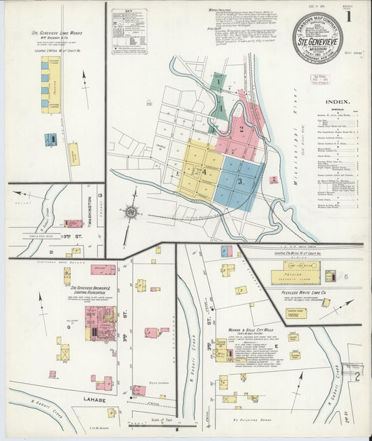 Sanborn Fire Insurance Map from Sainte Genevieve, Saint Genevieve County, Missouri (1911), Sheet #0001 - Complete Map Set gallery image, historic Sanborn map, vintage wall art, Missouri Missouri