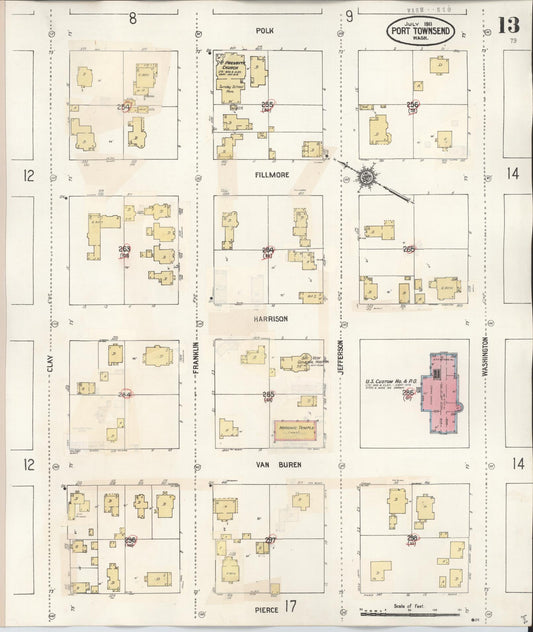 Sanborn Fire Insurance Map from Port Townsend, Jefferson County, Washington (1949), Sheet #0013 - Historic Sanborn Fire Insurance Map Print, vintage old map wall art, antique decor, genealogy gift, Washington Washington map