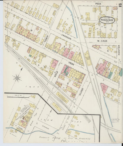 Sanborn Fire Insurance Map from Negaunee, Marquette County, Michigan (1888), Sheet #0002 - Complete Map Set gallery image, historic Sanborn map, vintage wall art, Michigan Michigan