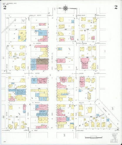 Sanborn Fire Insurance Map from West Jefferson, Madison County, Ohio (1952), Sheet #0002 - Historic Sanborn Fire Insurance Map Print, vintage old map wall art, antique decor, genealogy gift, Ohio Ohio map