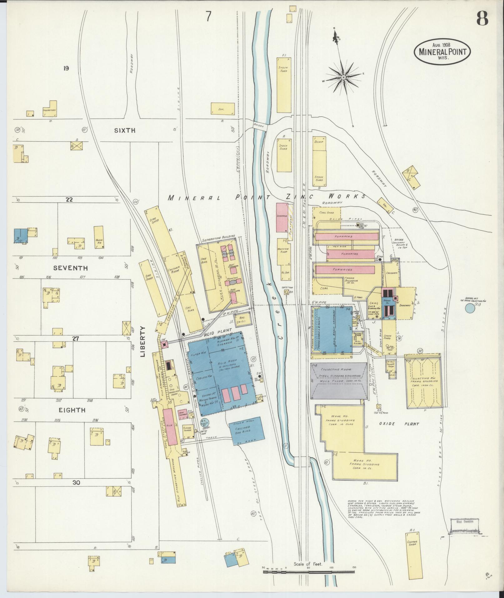 Sanborn Fire Insurance Map from Mineral Point, Iowa County, Wisconsin (1908), Sheet #0008 - Complete Map Set gallery image, historic Sanborn map, vintage wall art, Wisconsin Wisconsin