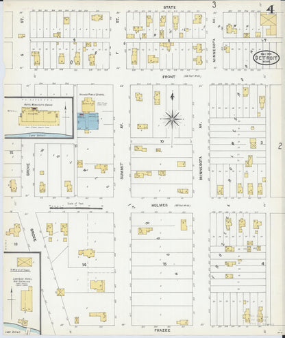 Sanborn Fire Insurance Map from Detroit Lakes, Becker County, Minnesota (1904), Sheet #0004 - Historic Sanborn Fire Insurance Map Print, vintage old map wall art, antique decor, genealogy gift, Minnesota Minnesota map