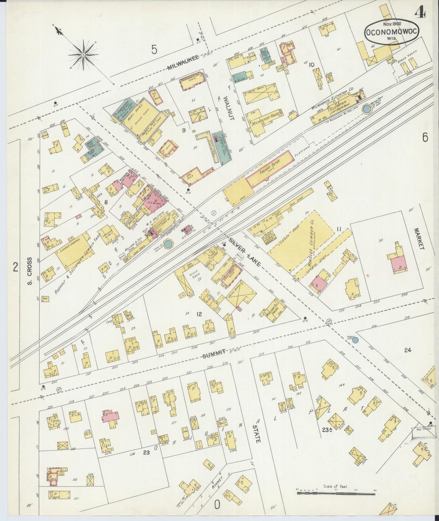 Sanborn Fire Insurance Map from Oconomowoc, Waukesha County, Wisconsin (1902), Sheet #0004 - Complete Map Set gallery image, historic Sanborn map, vintage wall art, Wisconsin Wisconsin