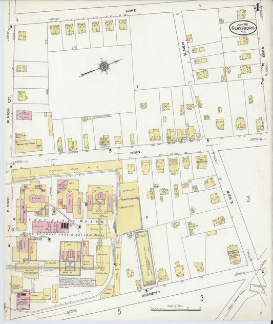 Sanborn Fire Insurance Map from Glassboro, Gloucester County, New Jersey (1910), Sheet #0004 - Historic Sanborn Fire Insurance Map Print, vintage old map wall art, antique decor, genealogy gift, New Jersey New Jersey map