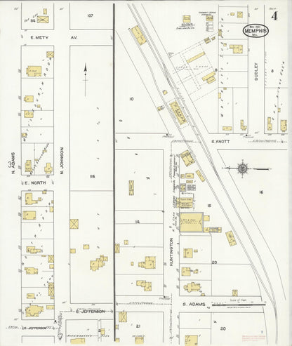 Sanborn Fire Insurance Map from Memphis, Scotland County, Missouri (1921), Sheet #0004 - Historic Sanborn Fire Insurance Map Print, vintage old map wall art, antique decor, genealogy gift, Missouri Missouri map