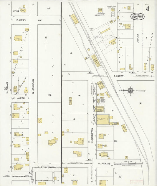 Sanborn Fire Insurance Map from Memphis, Scotland County, Missouri (1921), Sheet #0004 - Historic Sanborn Fire Insurance Map Print, vintage old map wall art, antique decor, genealogy gift, Missouri Missouri map