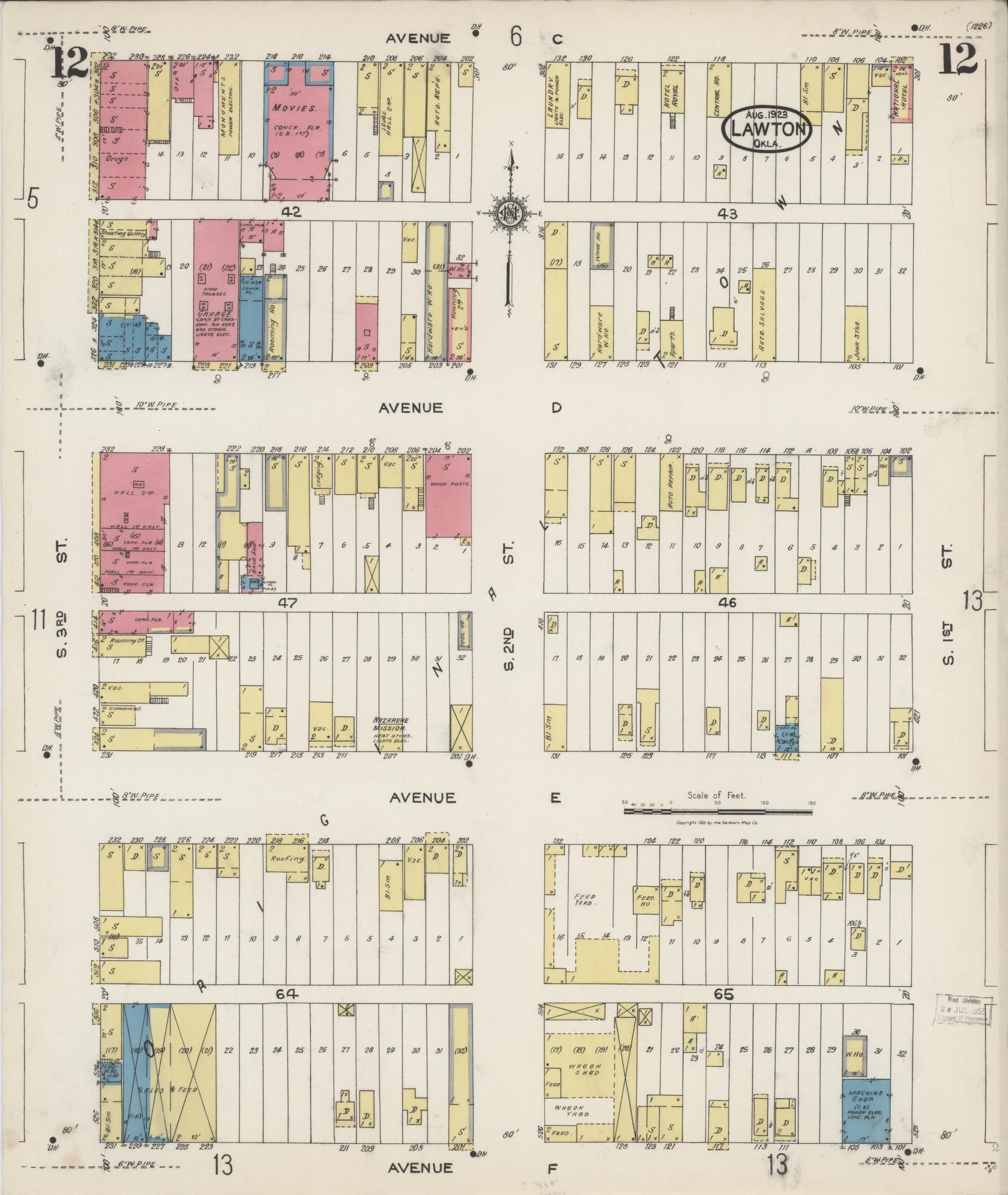 Sanborn Fire Insurance Map from Lawton, Comanche County, Oklahoma (1923), Sheet #0012 - Complete Map Set gallery image, historic Sanborn map, vintage wall art, Oklahoma Oklahoma