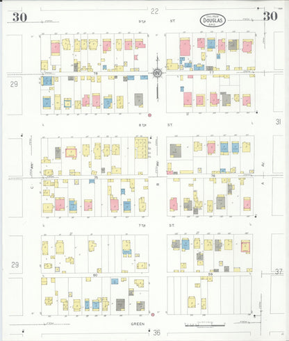 Sanborn Fire Insurance Map from Douglas, Cochise County, Arizona (1929), Sheet #0030 - Complete Map Set gallery image, historic Sanborn map, vintage wall art, Arizona Arizona