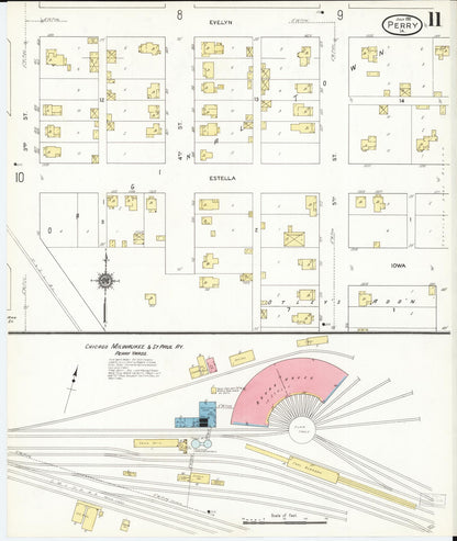 Sanborn Fire Insurance Map from Perry, Dallas County, Iowa (1911), Sheet #0011 - Historic Sanborn Fire Insurance Map Print, vintage old map wall art