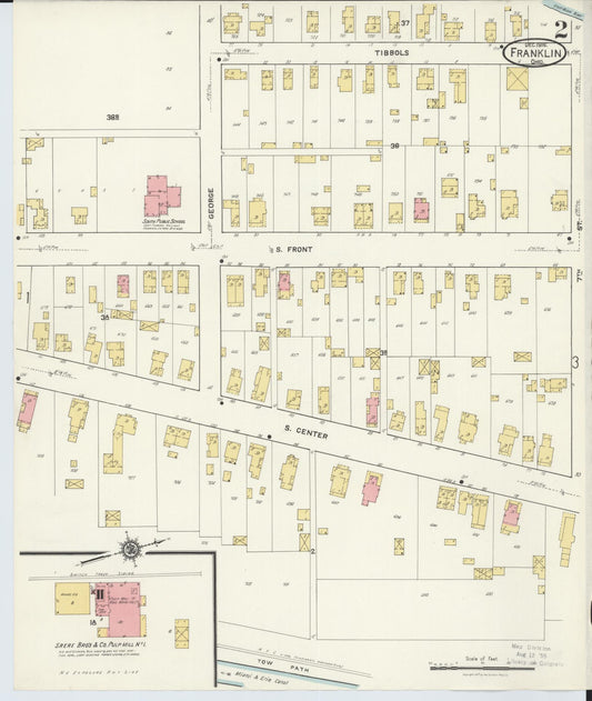 Sanborn Fire Insurance Map from Franklin, Warren County, Ohio (1916), Sheet #0002 - Historic Sanborn Fire Insurance Map Print, vintage old map wall art, antique decor, genealogy gift, Ohio Ohio map