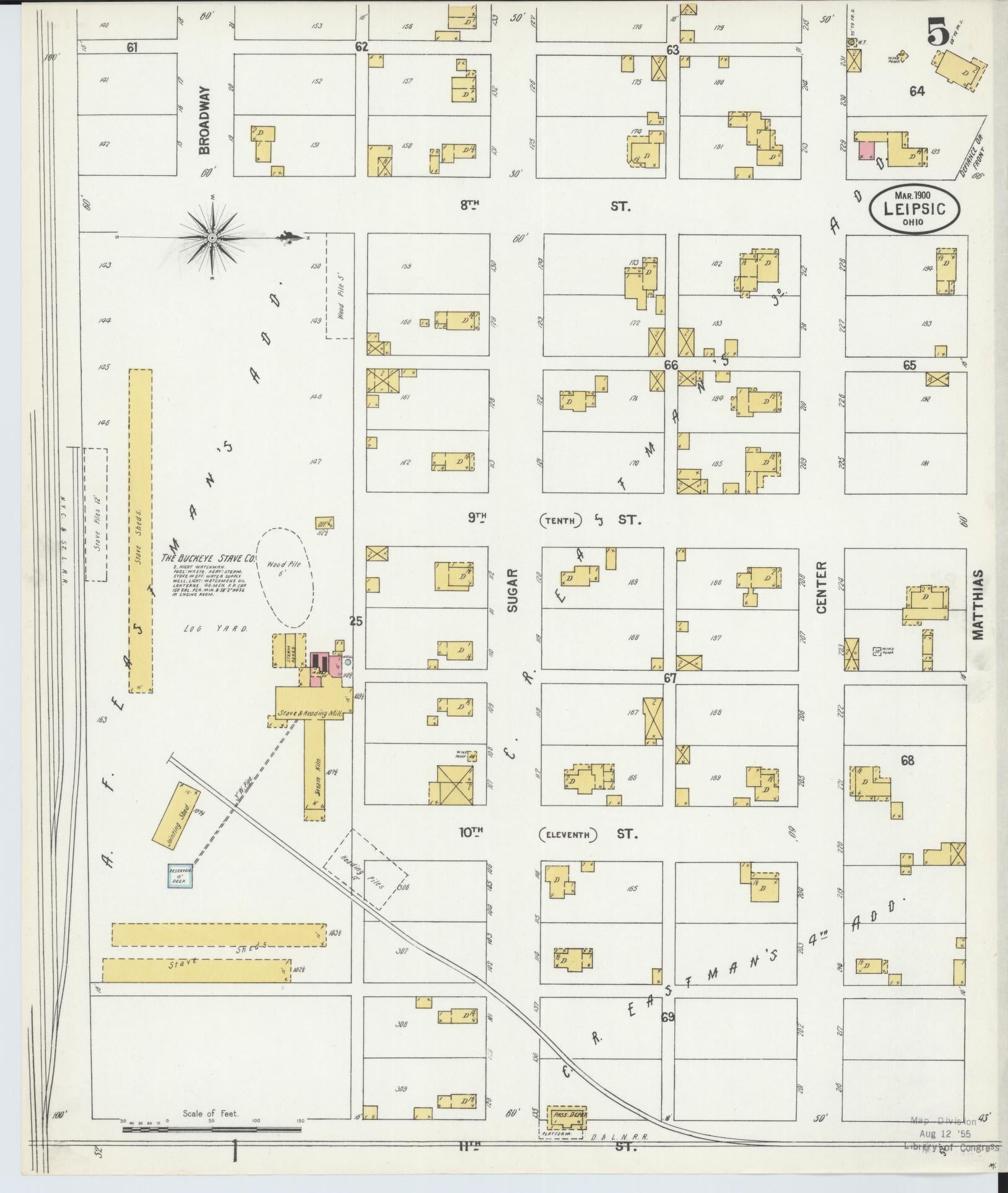 Sanborn Fire Insurance Map from Leipsic, Putnam County, Ohio (1900), Sheet #0005 - Complete Map Set gallery image, historic Sanborn map, vintage wall art, Ohio Ohio
