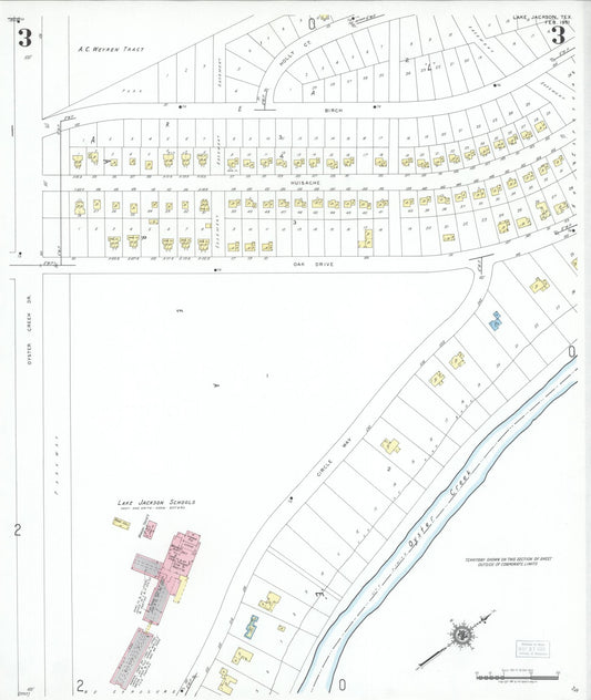 Sanborn Fire Insurance Map from Lake Jackson, Brazoria County, Texas (1951), Sheet #0003 - Historic Sanborn Fire Insurance Map Print, vintage old map wall art, antique decor, genealogy gift, Texas Texas map