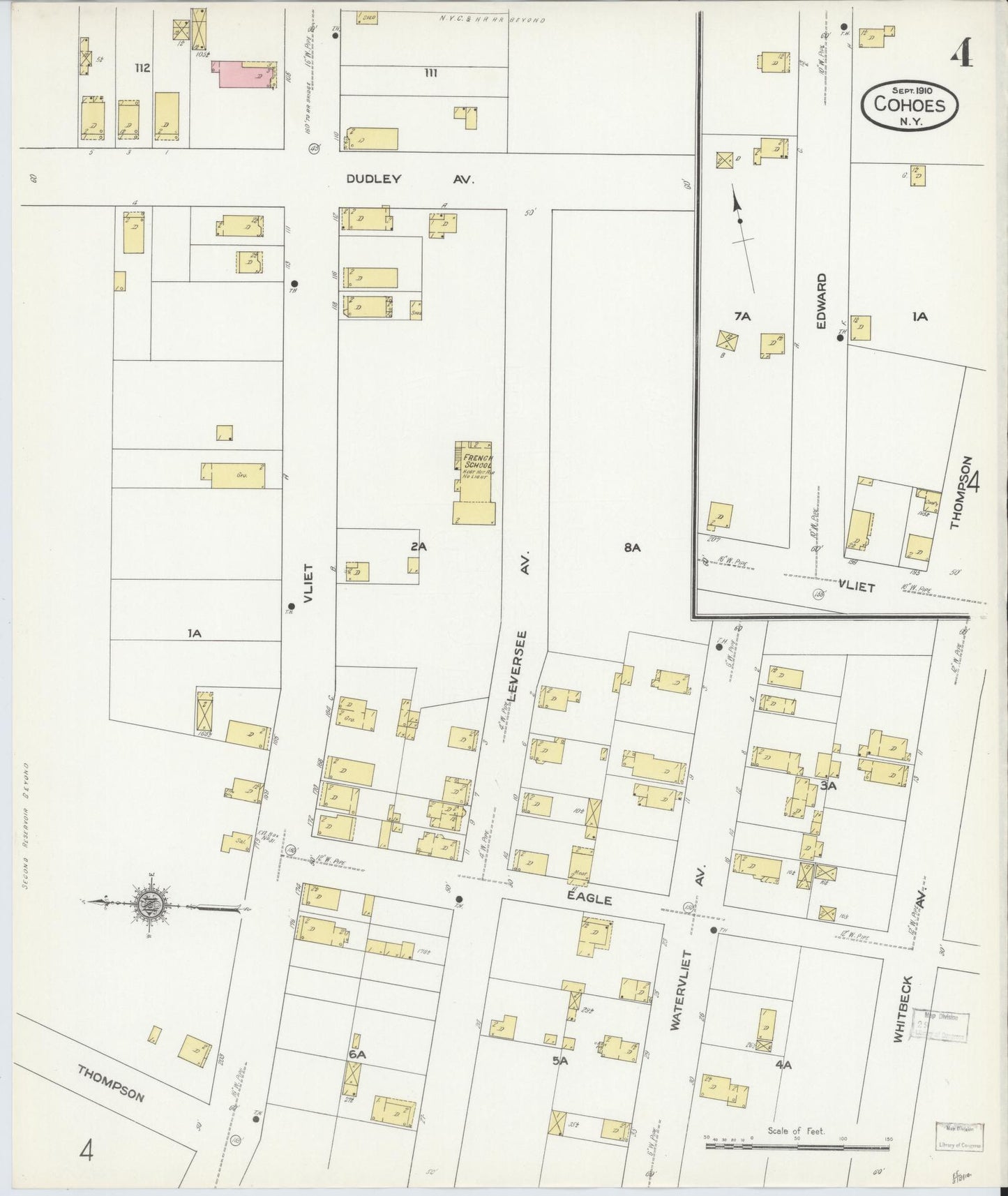 Sanborn Fire Insurance Map from Cohoes, Albany County, New York (1910), Sheet #0004 - Complete Map Set gallery image, historic Sanborn map, vintage wall art, New York New York
