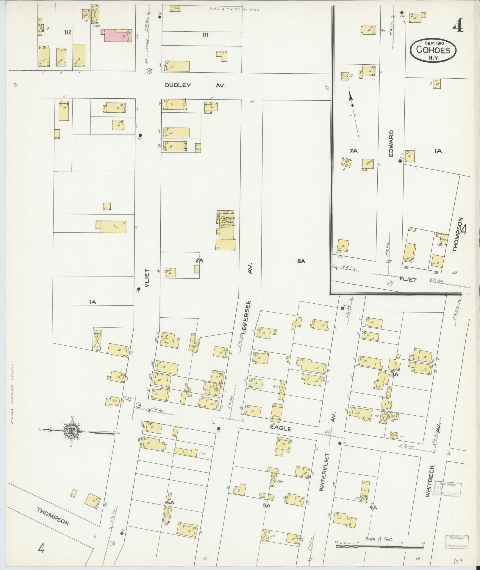 Sanborn Fire Insurance Map from Cohoes, Albany County, New York (1910), Sheet #0004 - Complete Map Set gallery image, historic Sanborn map, vintage wall art, New York New York