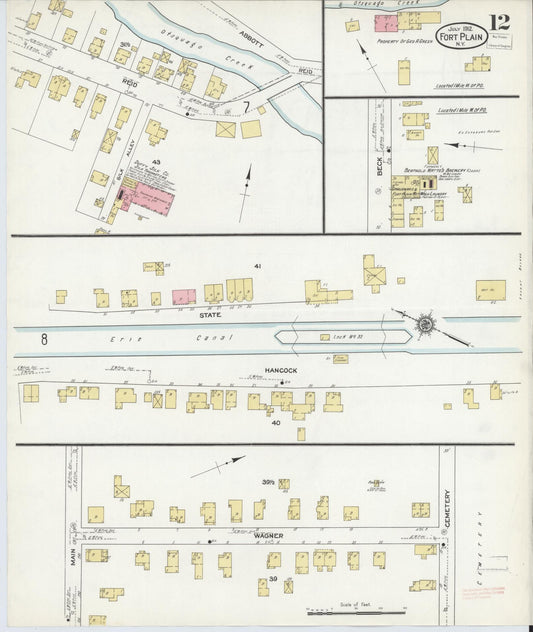Sanborn Fire Insurance Map from Fort Plain, Montgomery County, New York (1912), Sheet #0012 - Historic Sanborn Fire Insurance Map Print, vintage old map wall art, antique decor, genealogy gift, New York New York map
