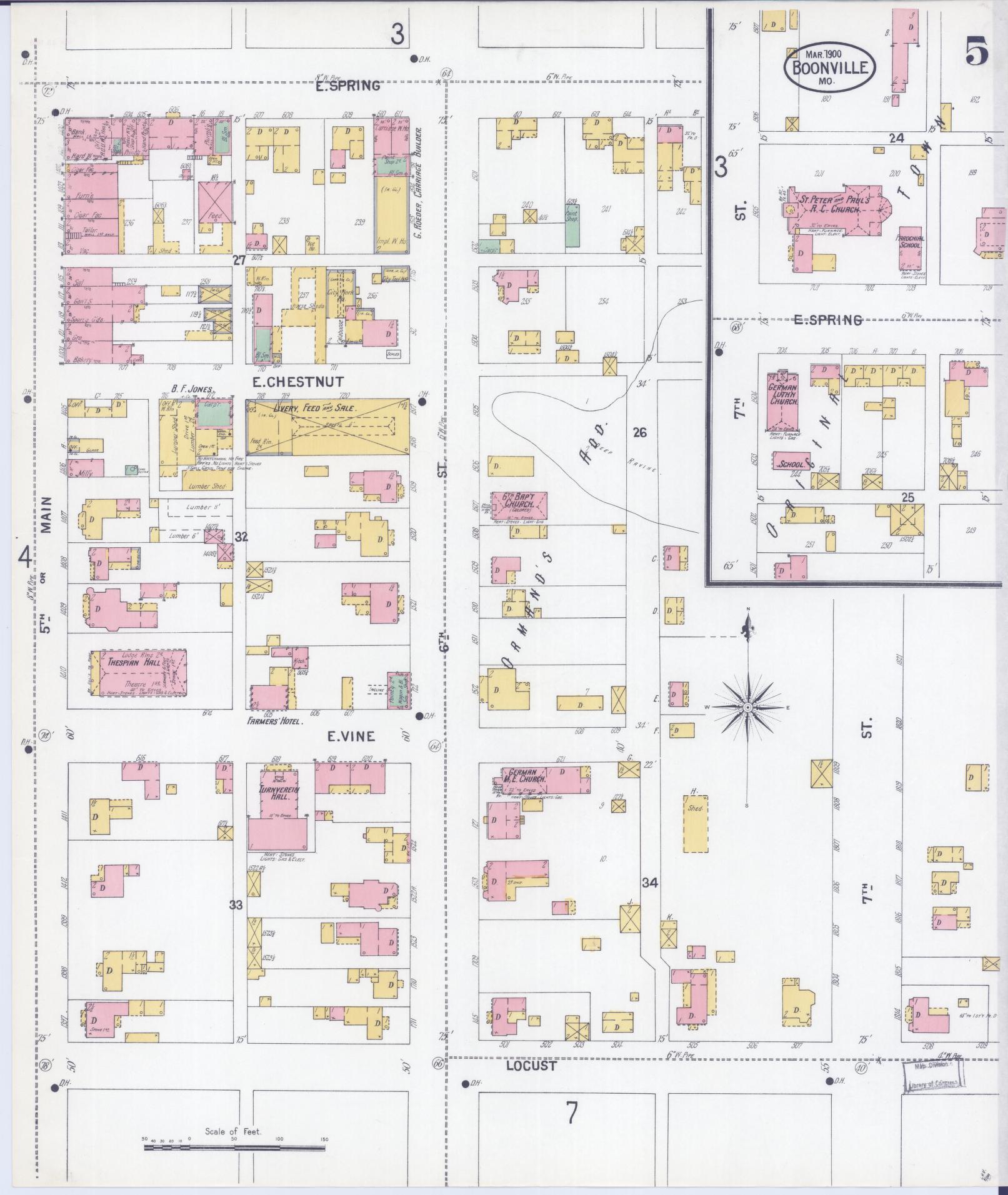 Sanborn Fire Insurance Map from Boonville, Cooper County, Missouri (1900), Sheet #0005 - Complete Map Set gallery image, historic Sanborn map, vintage wall art, Missouri Missouri