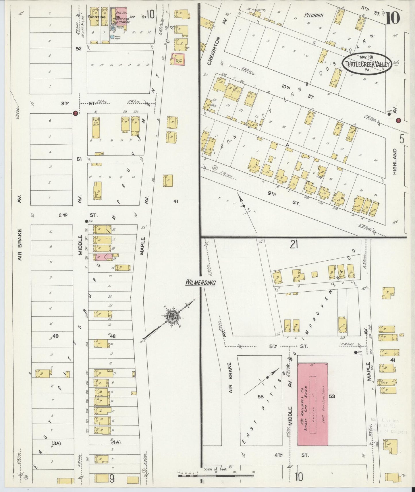 Sanborn Fire Insurance Map from Turtle Creek Valley, Allegheny County, Pennsylvania (1911), Sheet #0010 - Complete Map Set gallery image, historic Sanborn map, vintage wall art, Pennsylvania Pennsylvania