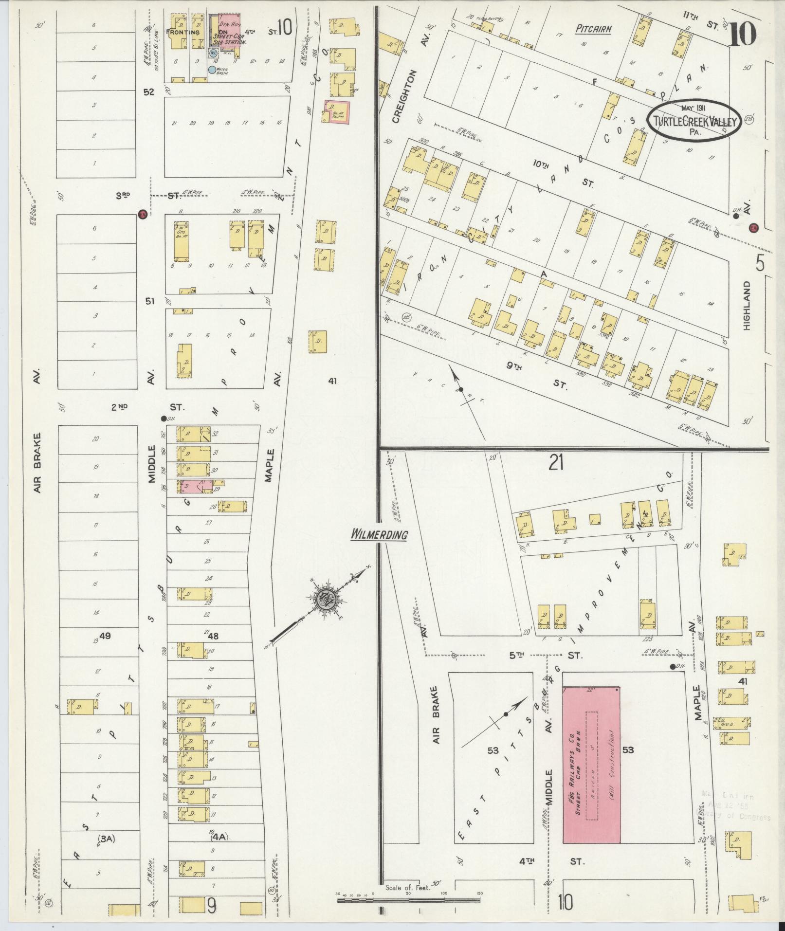 Sanborn Fire Insurance Map from Turtle Creek Valley, Allegheny County, Pennsylvania (1911), Sheet #0010 - Complete Map Set gallery image, historic Sanborn map, vintage wall art, Pennsylvania Pennsylvania