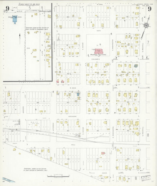 Sanborn Fire Insurance Map from Council Grove, Morris County, Kansas (1937), Sheet #0009 - Historic Sanborn Fire Insurance Map Print, vintage old map wall art, antique decor, genealogy gift, Kansas Kansas map