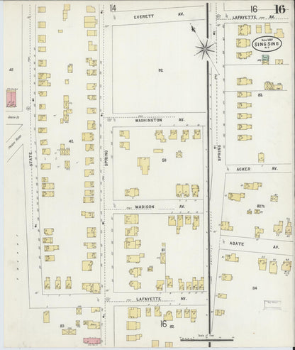 Sanborn Fire Insurance Map from Sing Sing, Westchester County, New York (1897), Sheet #0016 - Historic Sanborn Fire Insurance Map Print, vintage old map wall art, antique decor, genealogy gift, New York New York map