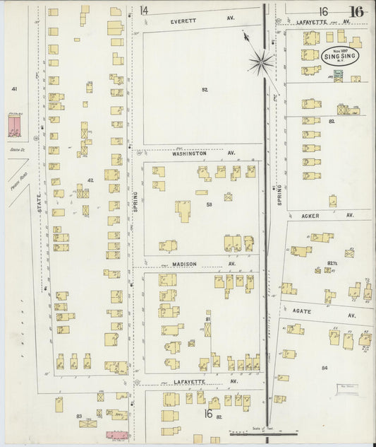 Sanborn Fire Insurance Map from Sing Sing, Westchester County, New York (1897), Sheet #0016 - Historic Sanborn Fire Insurance Map Print, vintage old map wall art, antique decor, genealogy gift, New York New York map
