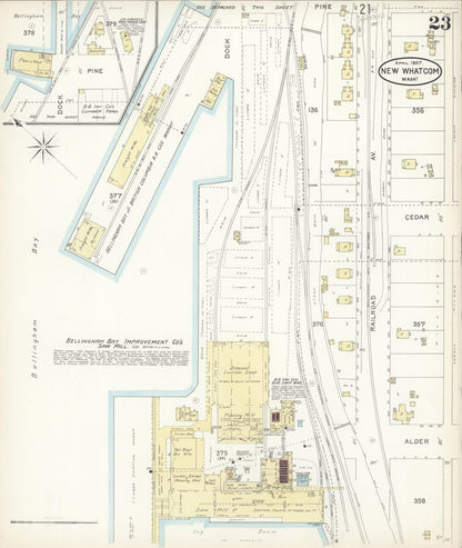 Sanborn Fire Insurance Map from New Whatcom, Whatcom County, Washington (1897), Sheet #0023 - Complete Map Set gallery image, historic Sanborn map, vintage wall art, Washington Washington