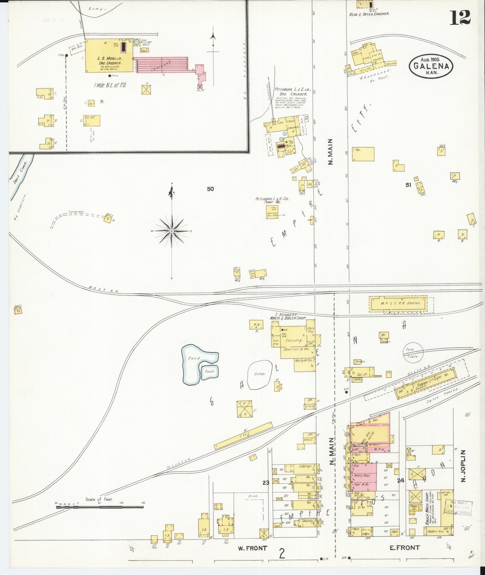 Sanborn Fire Insurance Map from Galena, Cherokee County, Kansas (1905), Sheet #0012 - Complete Map Set gallery image, historic Sanborn map, vintage wall art, Kansas Kansas