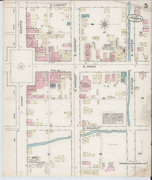Sanborn Fire Insurance Map from Urbana, Champaign County, Ohio (1885), Sheet #0005 - Historic Sanborn Fire Insurance Map Print, vintage old map wall art, antique decor, genealogy gift, Ohio Ohio map