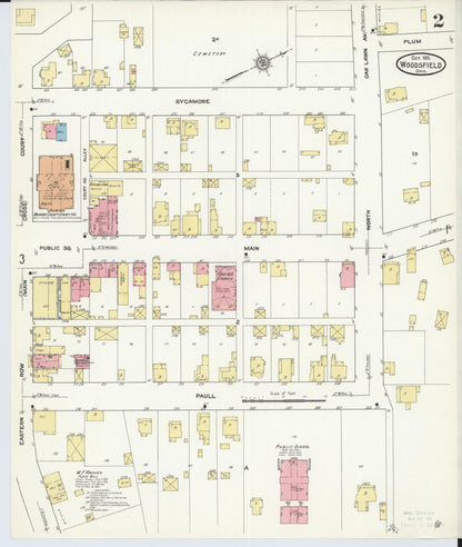 Sanborn Fire Insurance Map from Woodsfield, Monroe County, Ohio (1911), Sheet #0002 - Complete Map Set gallery image, historic Sanborn map, vintage wall art, Ohio Ohio