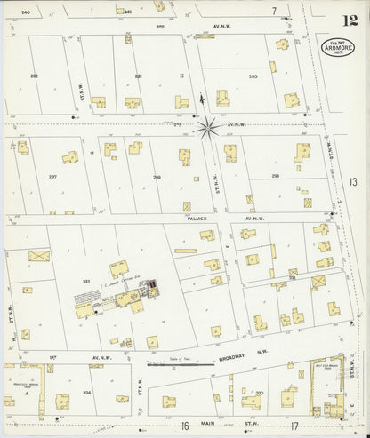 Sanborn Fire Insurance Map from Ardmore, Carter County, Oklahoma (1907), Sheet #0012 - Complete Map Set gallery image, historic Sanborn map, vintage wall art, Oklahoma Oklahoma