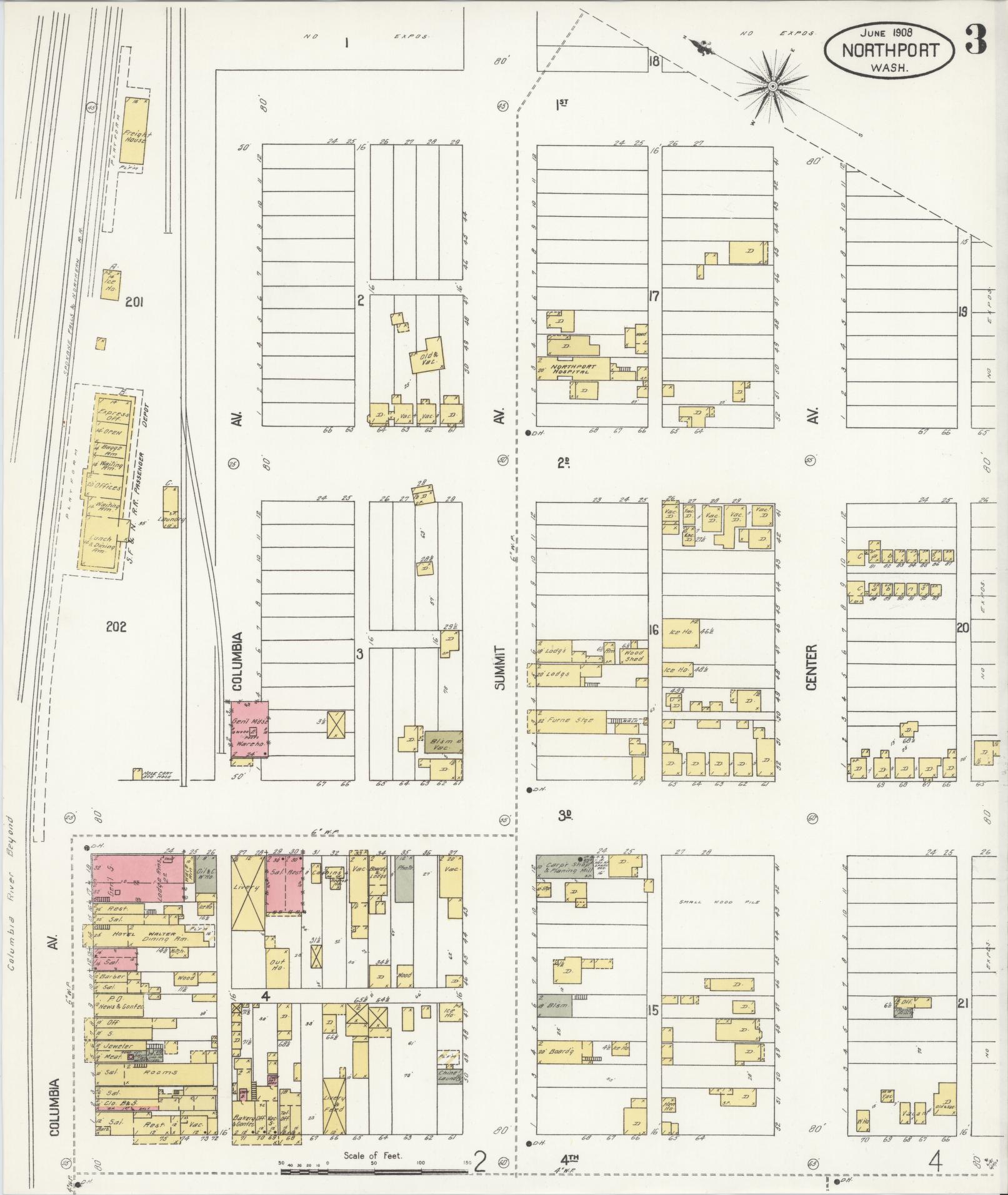 Sanborn Fire Insurance Map from Northport, Stevens County, Washington (1908), Sheet #0003 - Historic Sanborn Fire Insurance Map Print, vintage old map wall art, antique decor, genealogy gift, Washington Washington map