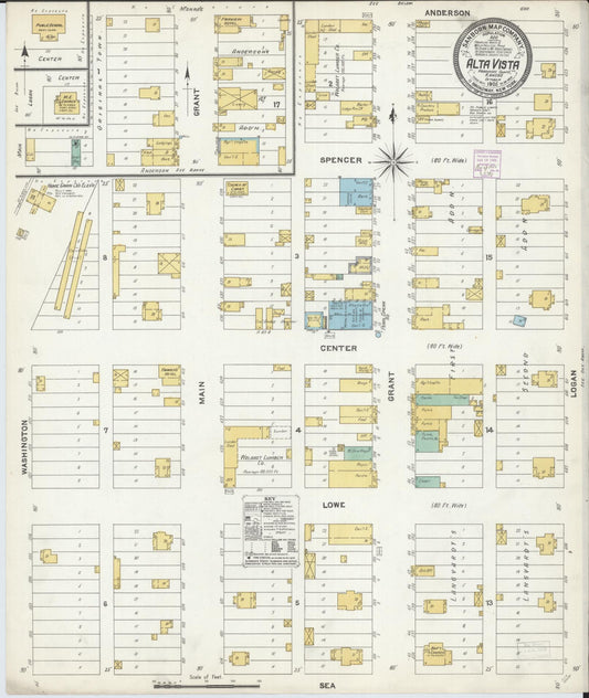 Sanborn Fire Insurance Map from Alta Vista, Wabaunsee County, Kansas (1905), Sheet #0001 - Historic Sanborn Fire Insurance Map Print, vintage old map wall art, antique decor, genealogy gift, Kansas Kansas map