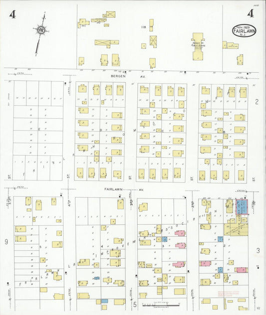 Sanborn Fire Insurance Map from Fair Lawn, Bergen County, New Jersey (1929), Sheet #0004 - Historic Sanborn Fire Insurance Map Print, vintage old map wall art, antique decor, genealogy gift, New Jersey New Jersey map