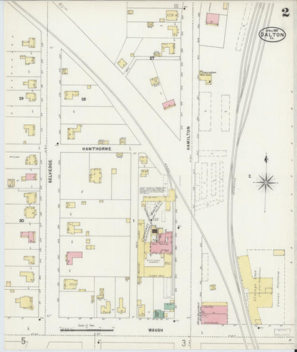 Sanborn Fire Insurance Map from Dalton, Whitfield County, Georgia (1897), Sheet #0002 - Complete Map Set gallery image, historic Sanborn map, vintage wall art, Georgia Georgia