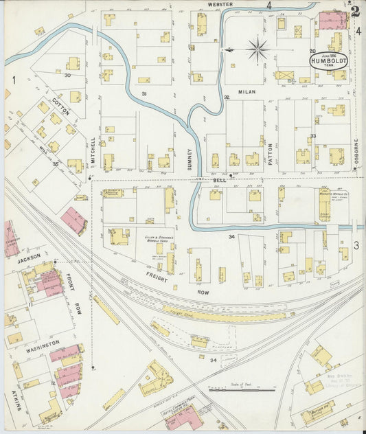 Sanborn Fire Insurance Map from Humboldt, Gibson County, Tennessee (1896), Sheet #0002 - Historic Sanborn Fire Insurance Map Print, vintage old map wall art, antique decor, genealogy gift, Tennessee Tennessee map