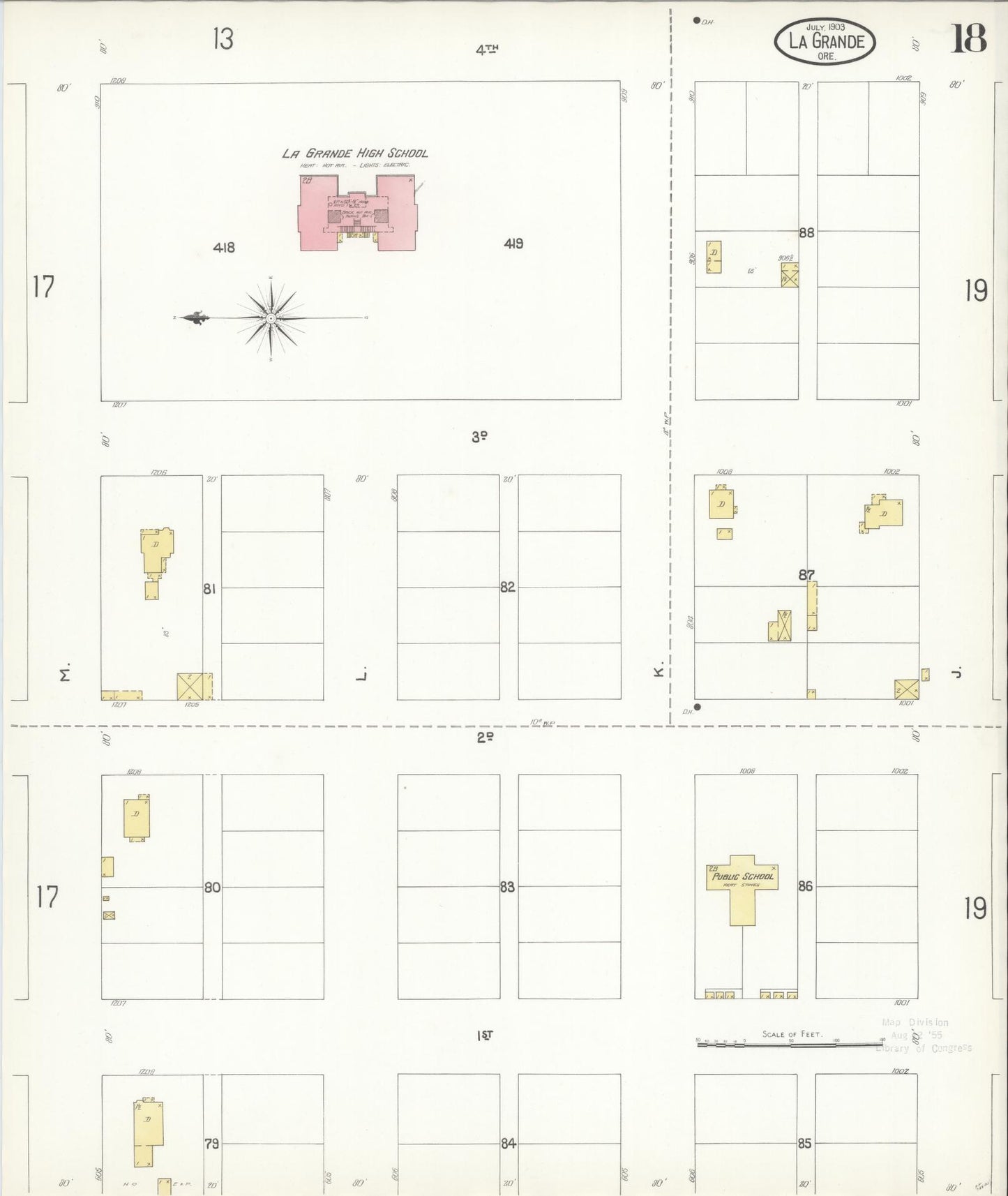 Sanborn Fire Insurance Map from La Grande, Union County, Oregon (1903), Sheet #0018 - Historic Sanborn Fire Insurance Map Print, vintage old map wall art, antique decor, genealogy gift, Oregon Oregon map