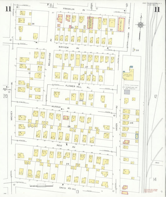 Sanborn Fire Insurance Map from Port Washington, Nassau County, New York (1931), Sheet #0011 - Historic Sanborn Fire Insurance Map Print, vintage old map wall art, antique decor, genealogy gift, New York New York map