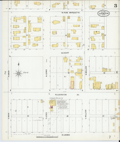 Sanborn Fire Insurance Map from Ludington, Mason County, Michigan (1900), Sheet #0003 - Historic Sanborn Fire Insurance Map Print, vintage old map wall art, antique decor, genealogy gift, Michigan Michigan map