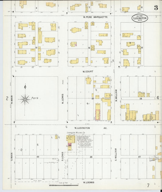 Sanborn Fire Insurance Map from Ludington, Mason County, Michigan (1900), Sheet #0003 - Historic Sanborn Fire Insurance Map Print, vintage old map wall art, antique decor, genealogy gift, Michigan Michigan map