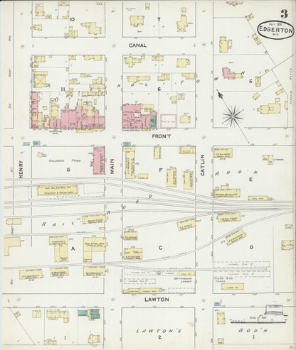 Sanborn Fire Insurance Map from Edgerton, Rock County, Wisconsin (1891), Sheet #0003 - Complete Map Set gallery image, historic Sanborn map, vintage wall art, Wisconsin Wisconsin
