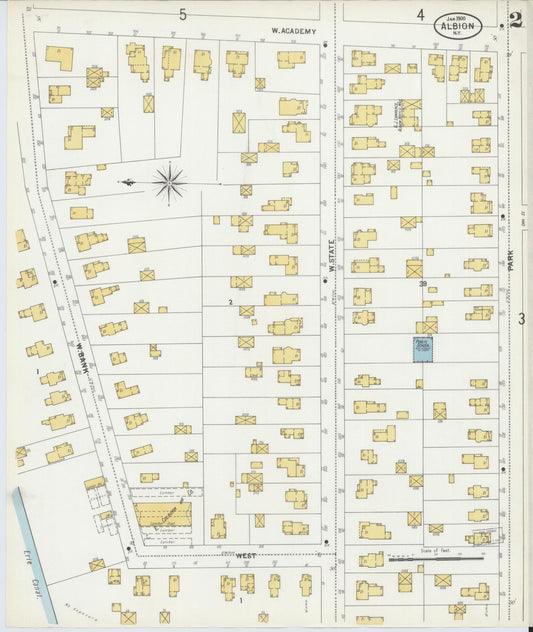 Sanborn Fire Insurance Map from Albion, Orleans County, New York (1900), Sheet #0002 - Complete Map Set gallery image, historic Sanborn map, vintage wall art, New York New York