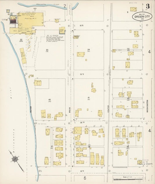 Sanborn Fire Insurance Map from Oregon City, Clackamas County, Oregon (1911), Sheet #0003 - Historic Sanborn Fire Insurance Map Print, vintage old map wall art, antique decor, genealogy gift, Oregon Oregon map